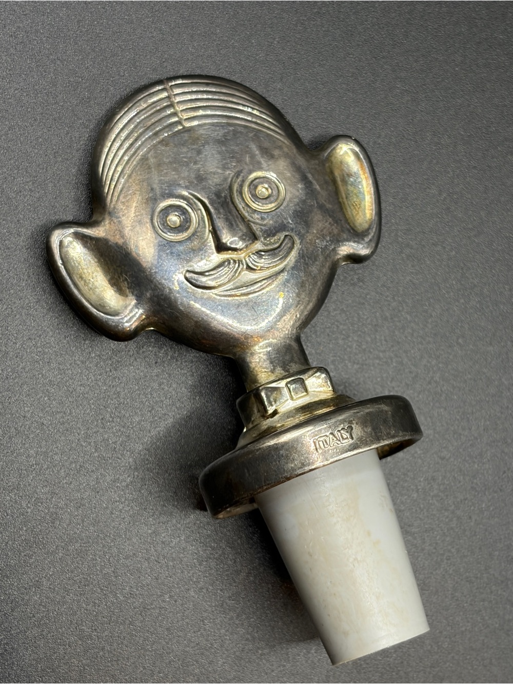 Italian Pierre The Sommelier Stopper Mid Century Silver Plate Barware Italy